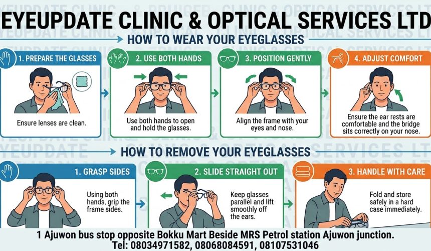 How to wear & remove eyeglasses correctly – Akute Ajuwon Alagbole Iju Ishaga Ojodu Berger
